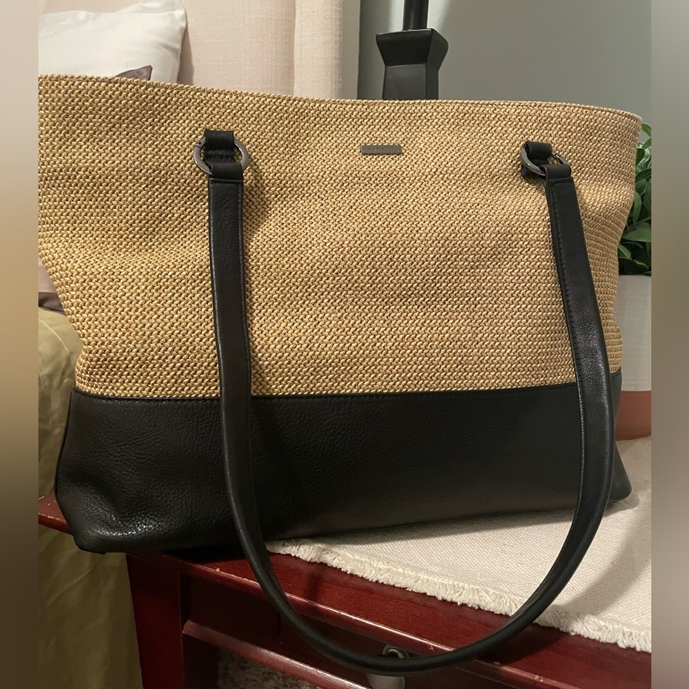 Hammitt Andersen tote Chaparral Raffia and black leather